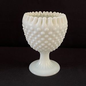 Rare Vintage Fenton Milk Glass ~ Footed Ribbon Candy Edge Bowl